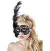 MASCHERA CON PIUMA E DECORAZIONI DORATE