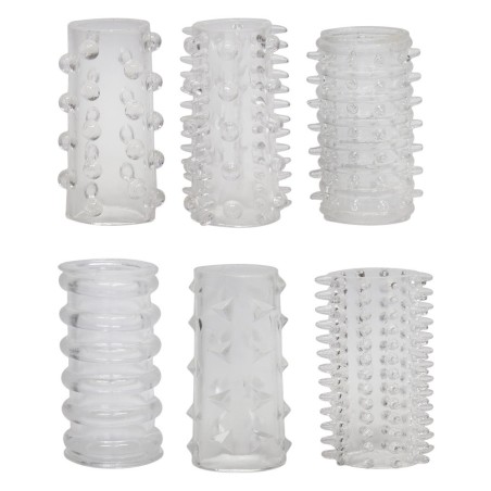 SET 6 GUAINE FALLICHE CON RILIEVI STIMOLANTI DIFFERENTI