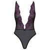 Body extra scollato di kissable realizzato in pregiato powernet nero con intricati ricami floreali Body extra scollato di kissable realizzato in pregiato powernet nero con intricati ricami floreali