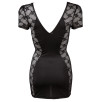 ABITO CORTO NERO IN TESSUTO ELASTICO E PIZZO ZIP FRONTALE ABITO CORTO NERO IN TESSUTO ELASTICO E PIZZO ZIP FRONTALE