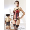 CORSETTO IN RASO ROSSO E PIZZO CON PERIZOMA COORDINATO