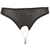 TANGA NERO CON APERTURE E PERLINE SUI GLUTEI E VAGINA TANGA NERO CON APERTURE E PERLINE SUI GLUTEI E VAGINA
