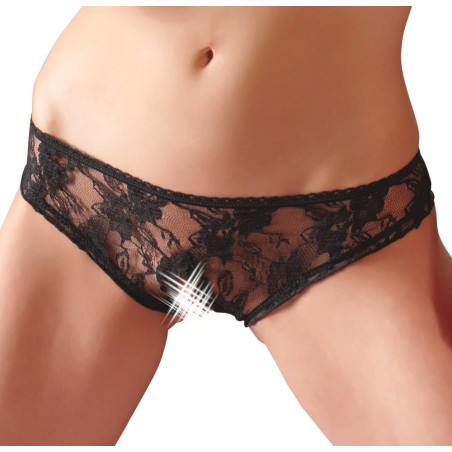 SLIP IN PIZZO CON APERTURA COTTELLI LINGERIE COLORE NERO
