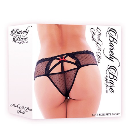 TANGA BARELY BARE  PEEK A BOO BUTT - COLORE NERO - TAGLIA UNICA