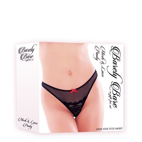TANGA BARELY BARE  MESH  LACE  - COLORE NERO - TAGLIA UNICA