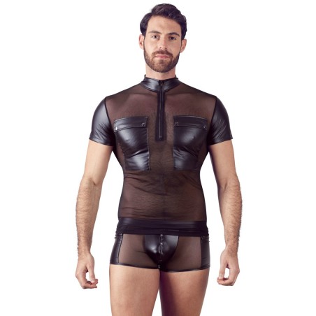 T-SHIRT UOMO STRETCHY DESIGN NET NEK COLORE NERO