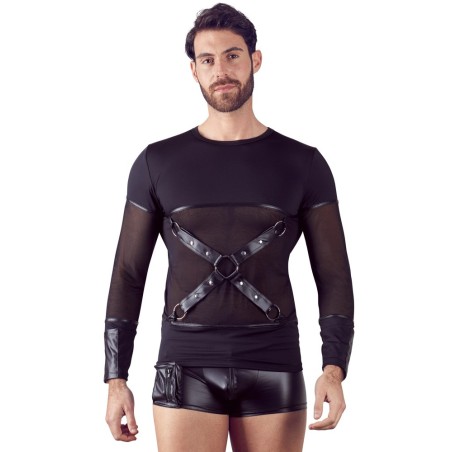 T-SHIRT UOMO STRETCHY MANICHE LUNGHE NEK COLORE NERO