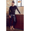 T-SHIRT UOMO STRETCHY MANICHE LUNGHE NEK COLORE NERO T-SHIRT UOMO STRETCHY MANICHE LUNGHE NEK COLORE NERO